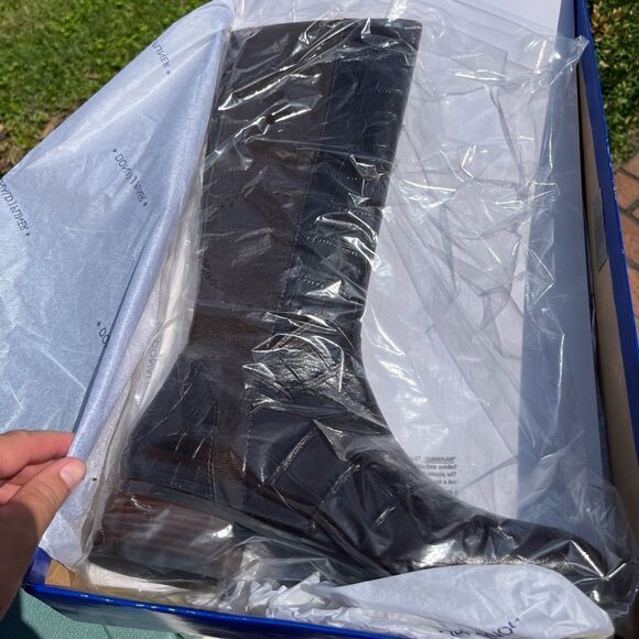 Donald J Pliner Boxer Croc Leather Knee High Riding Boots NIB - Picture 4 of 7